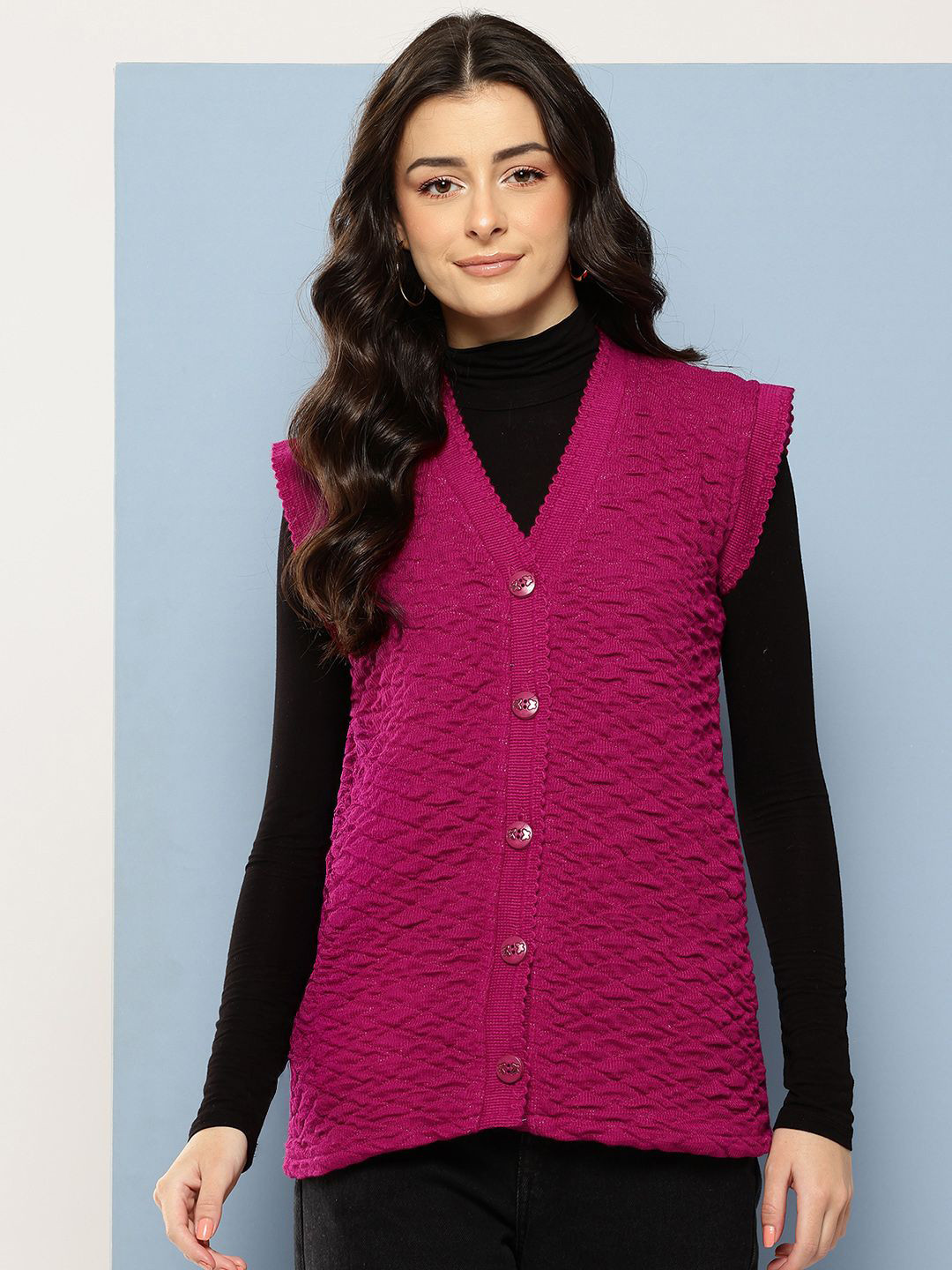 BAESD Women V-Neck Woollen Cardigan