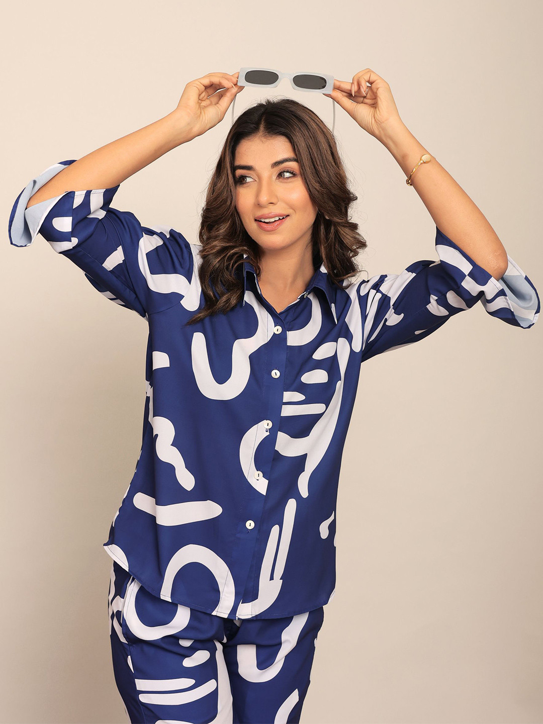 KAORI BY SHREYA AGARWAL Comfort Abstract Printed Georgette Casual Shirt