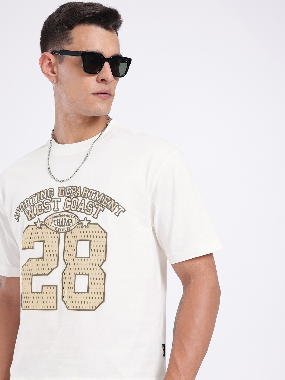 Varsity & Typography Printed Relaxed Fit T-shirt