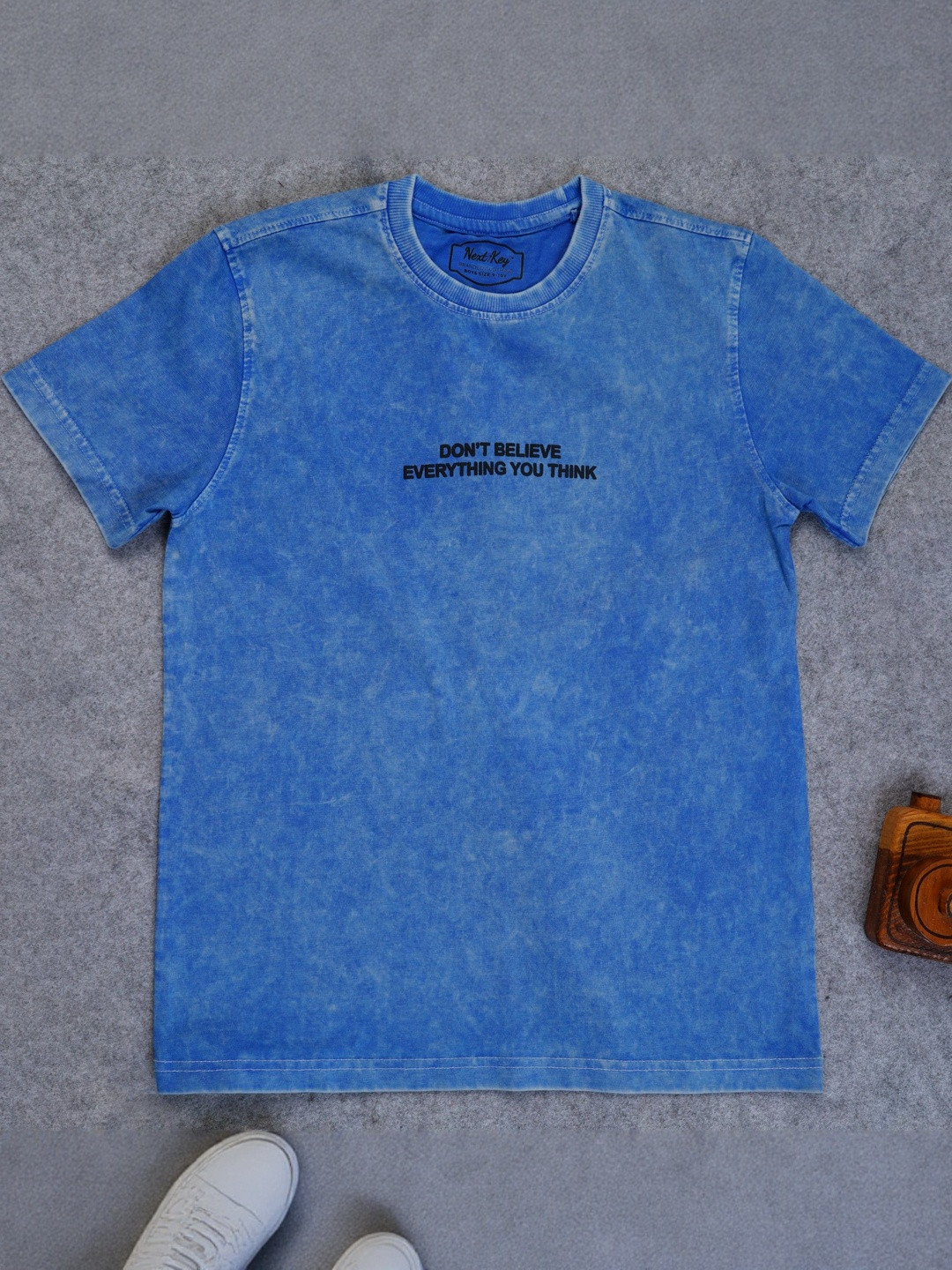 NEXT KEY Boys Cotton Self Design Tshirts