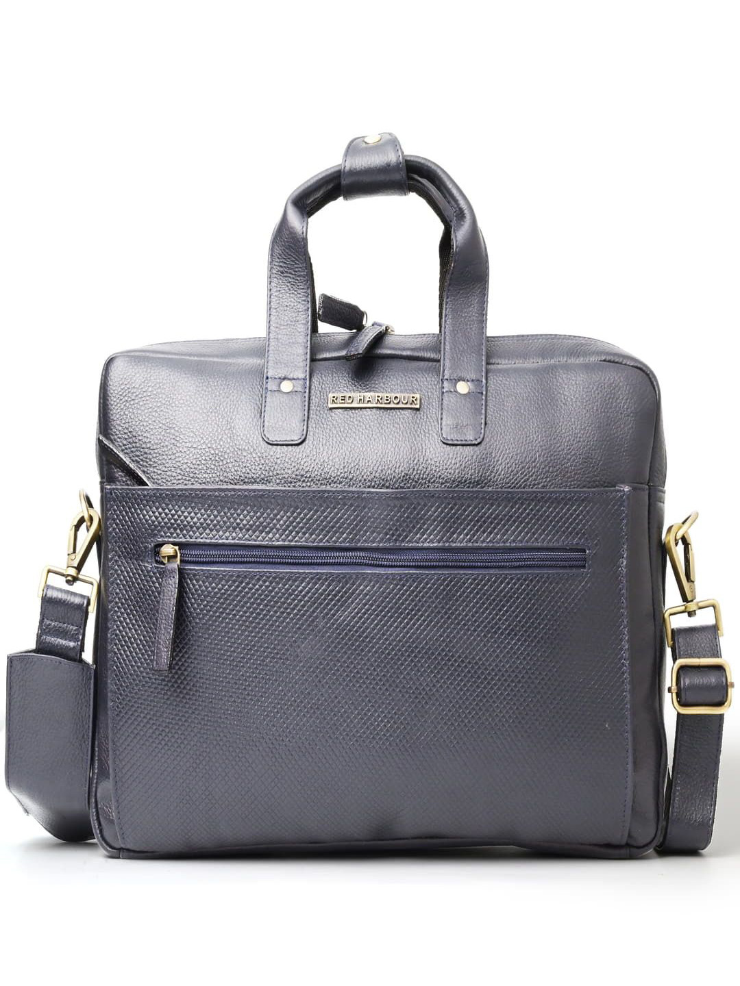 Red Harbour Men Textured Leather Laptop Bag