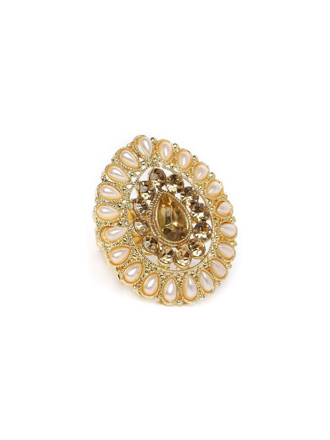 Anxvi Gold-Plated Paan Shaped Adjustable Ring
