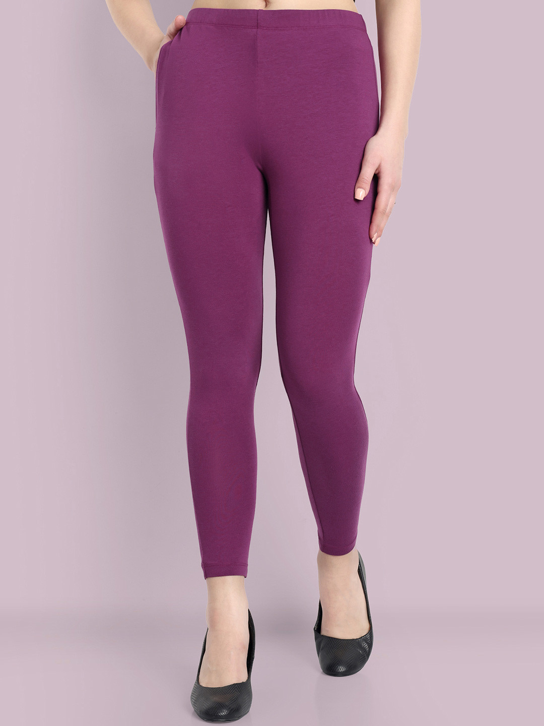 ONE SKY Women Pink Solid Ankle Length Leggings
