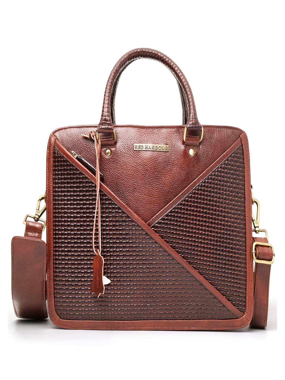 Red Harbour Men Textured Leather Laptop Bag