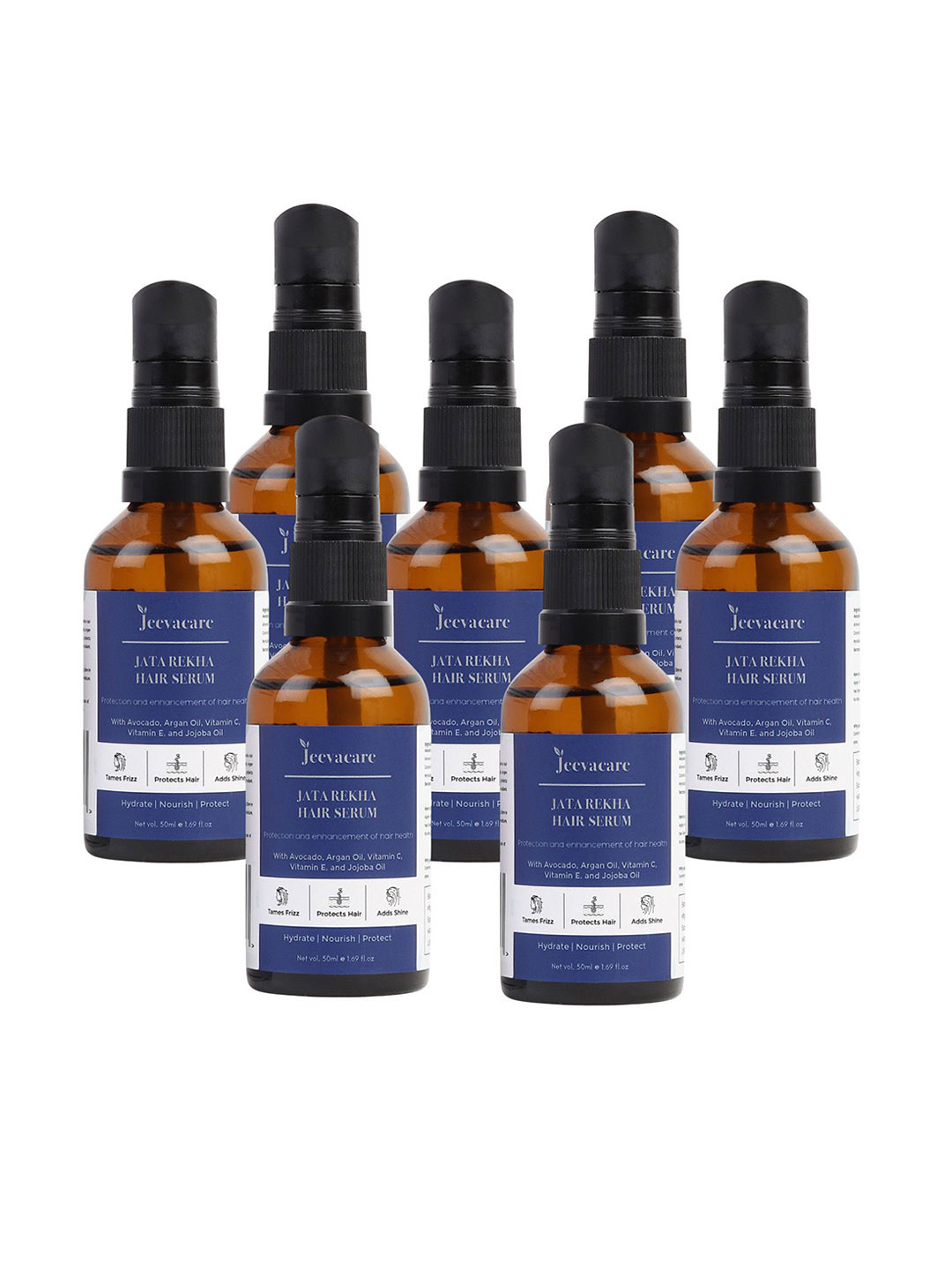 Jeevacare Set Of 7 Jata Rekha Hair Serum With Argan & Jojoba Oil For Nourishment 50ml Each