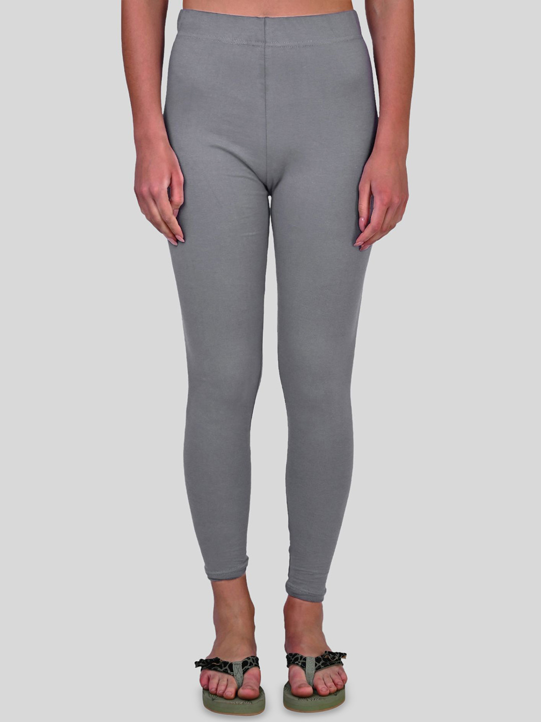 ZAYANQA Women Slim-Fit Ankle-Length Stretchable Cotton Grey Leggings