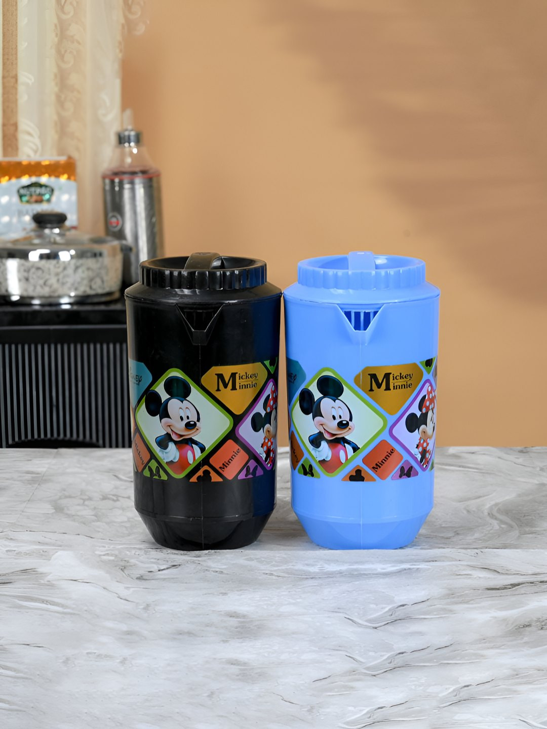 Aura Black & Blue 2 Pieces Printed Water Jugs-2 L