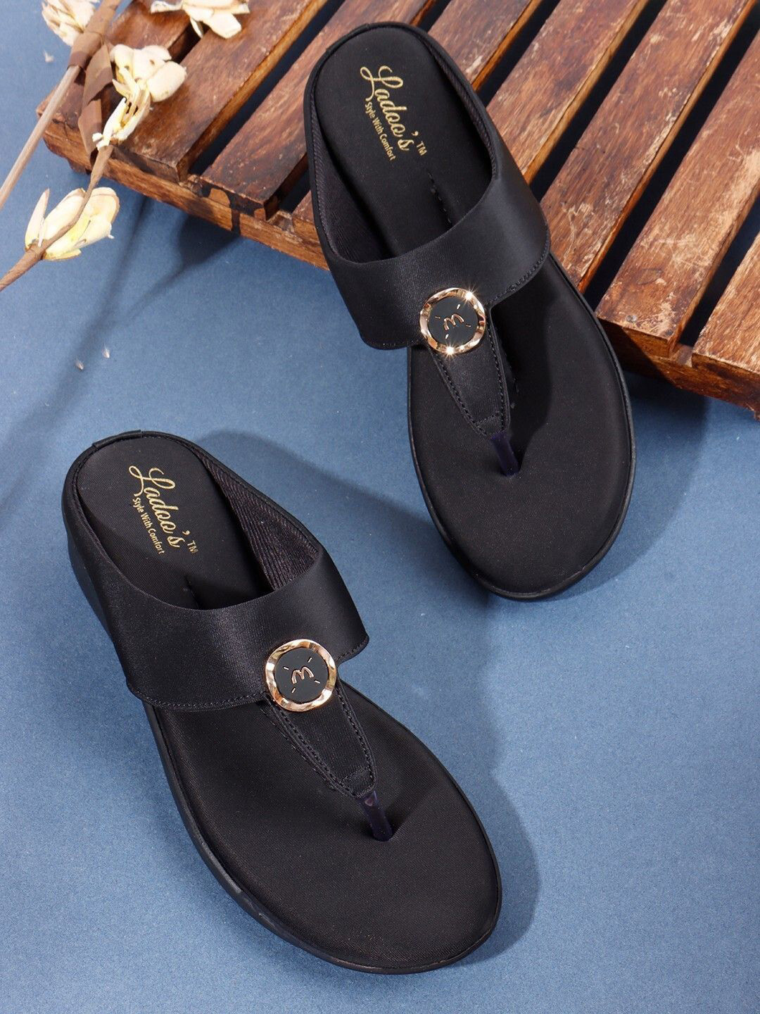 LADOO'S Women Open Toe T-Shape Flats