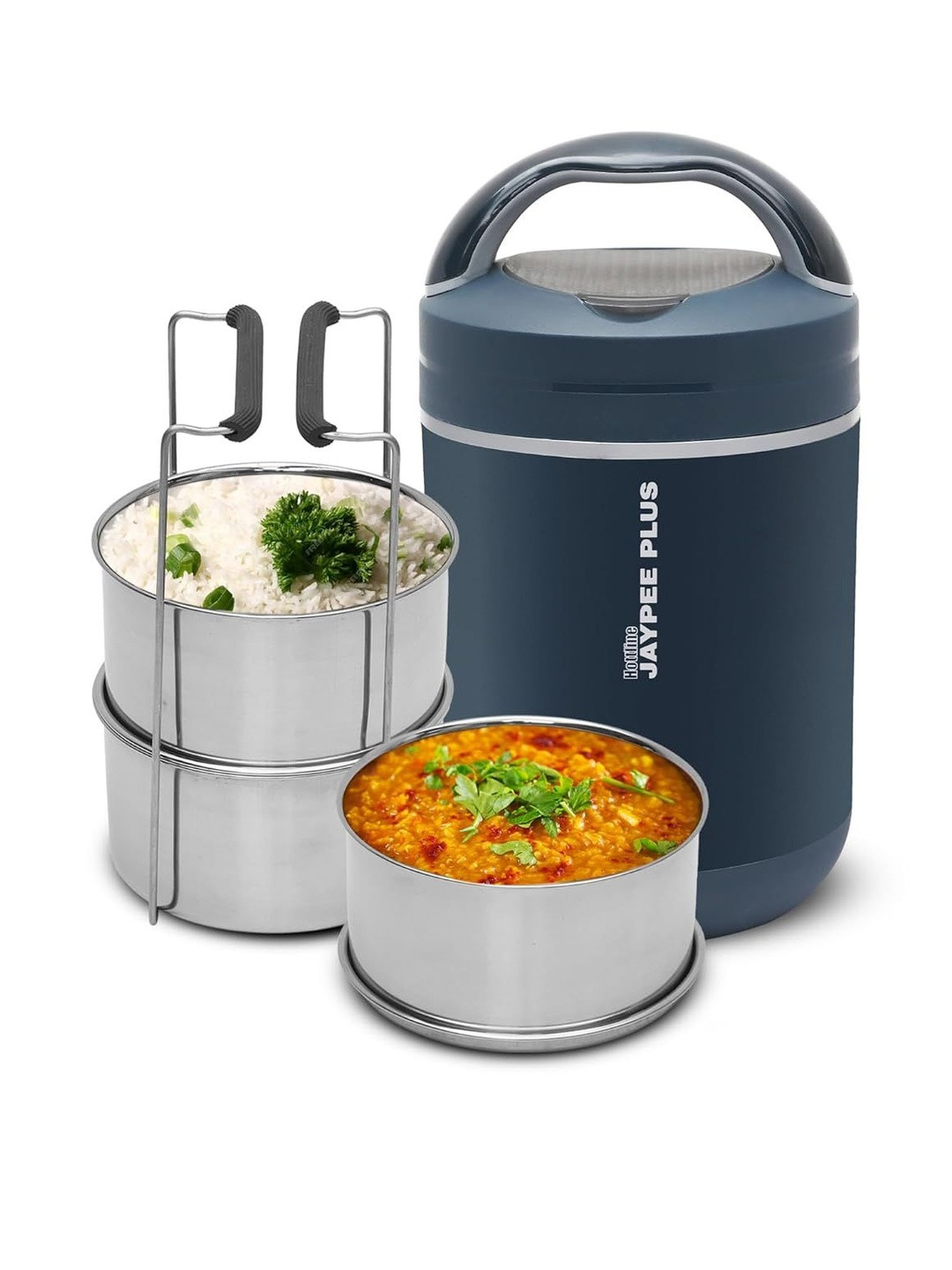 JAYPEE PLUS Dark Blue Inner Stainless Steel Electric Lunch Box With Power Cord