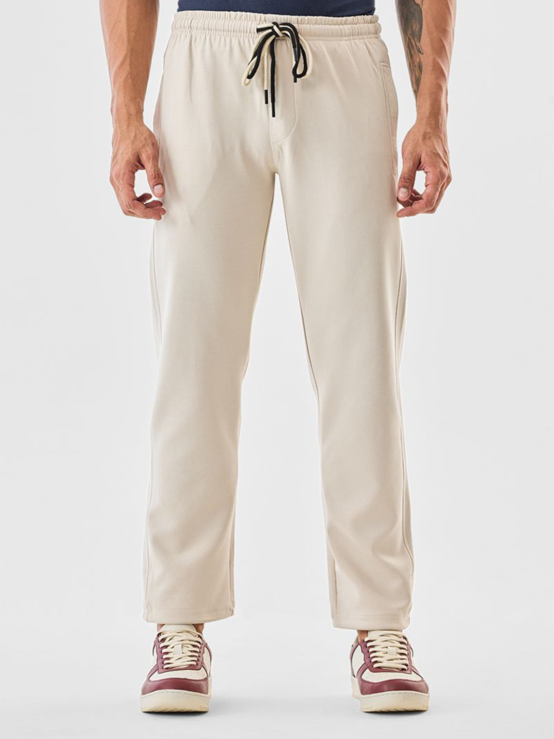 Snitch Men Beige Mid Rise Regular Fit Track Pants