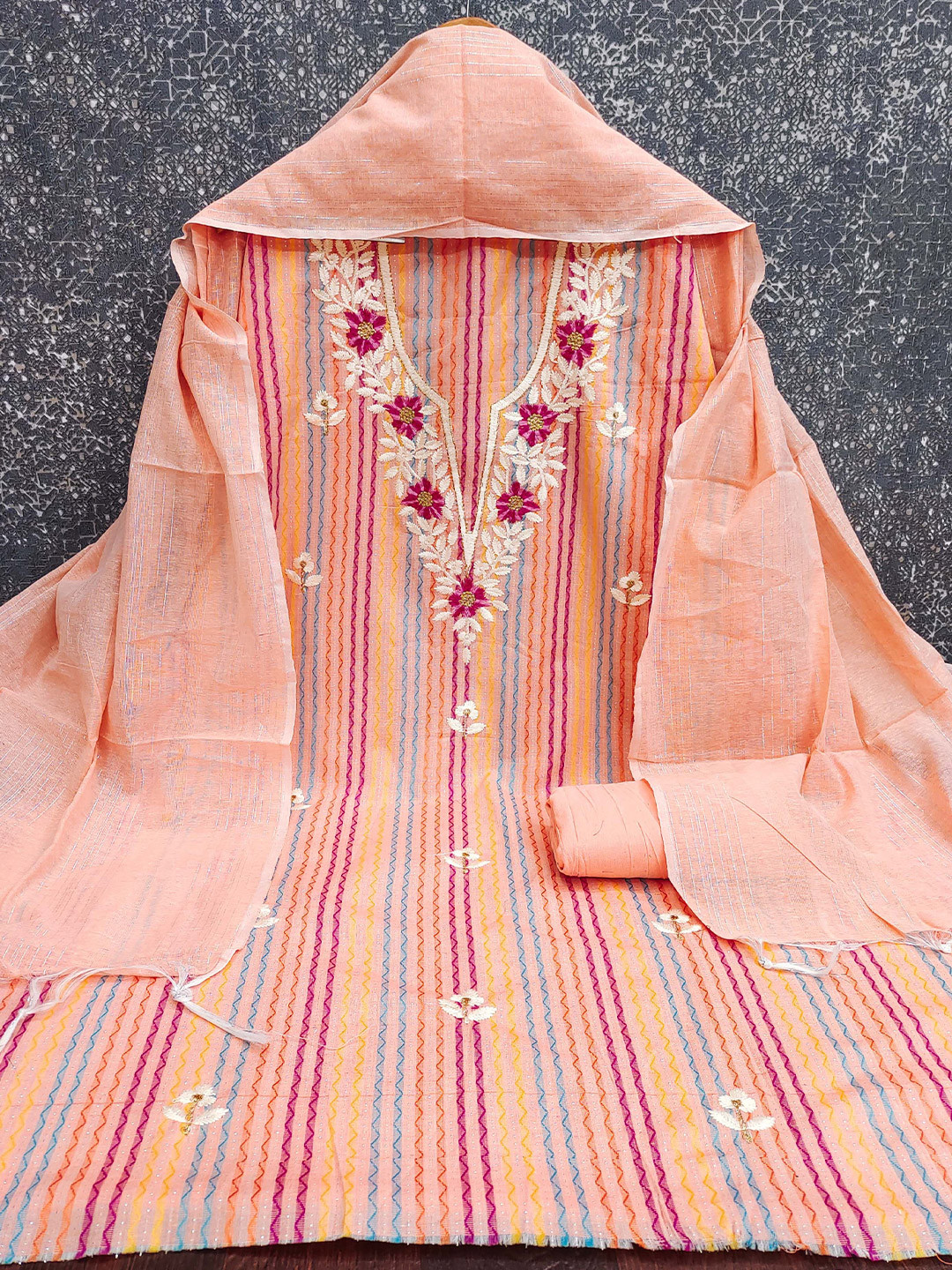 MANVAA Embroidered Thread Wok Unstitched Dress Material