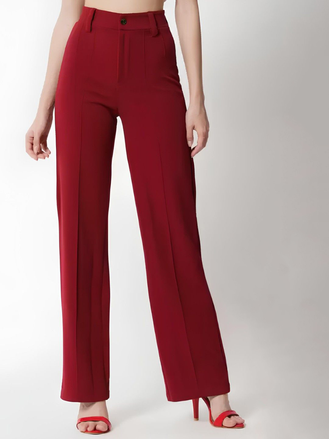 MULTIWA Women Smart Regular Fit High-Rise Trousers