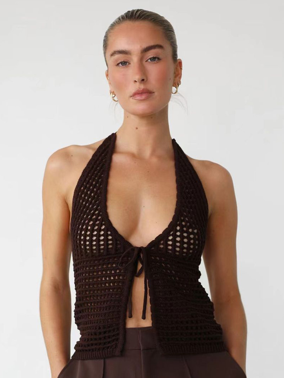 StyleCast Women Halter Neck Sleeveless Trendy Winter Waistcoat