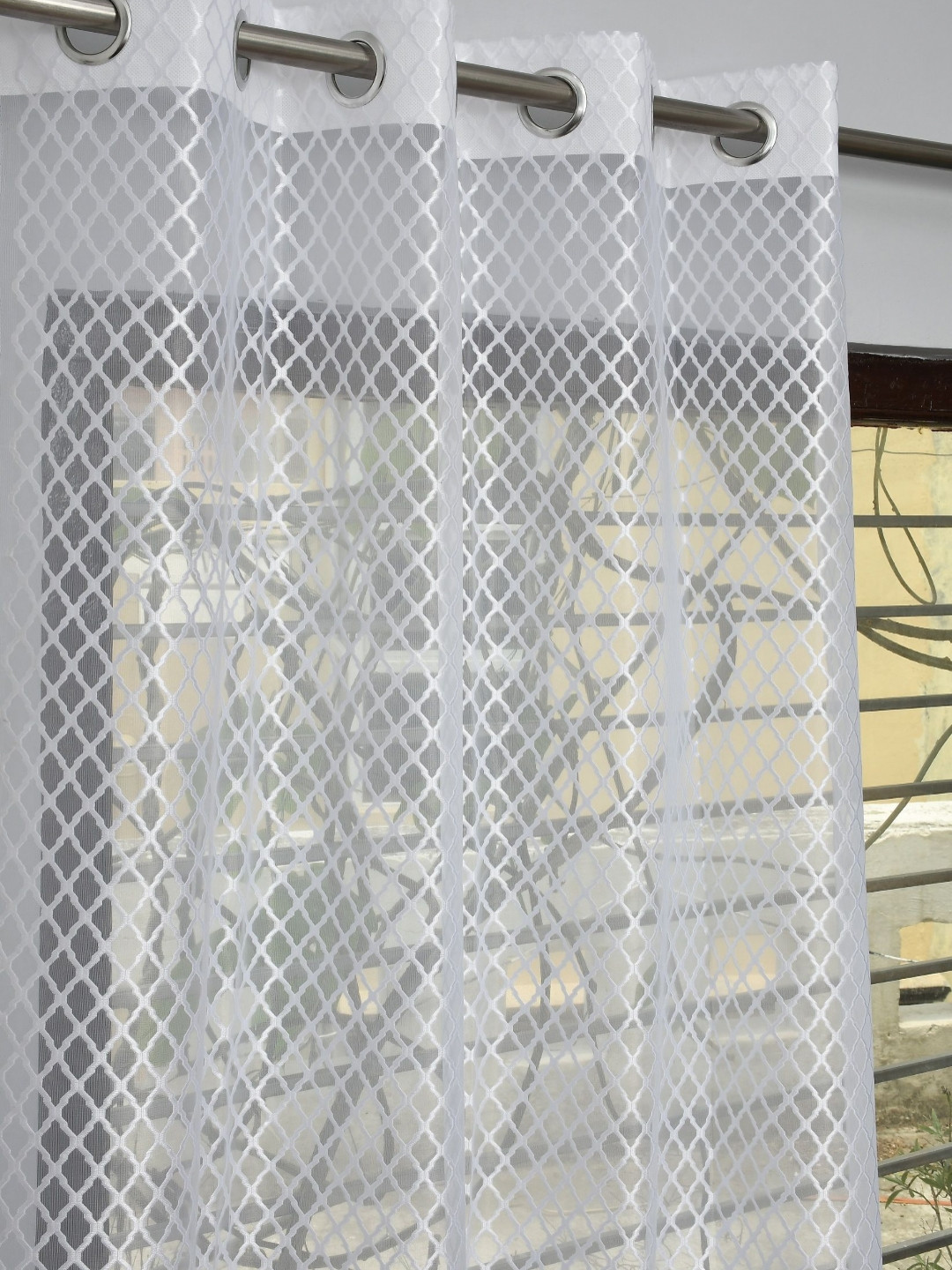 GEET CREATIONS 2 Pieces Checked Sheer Window Curtains