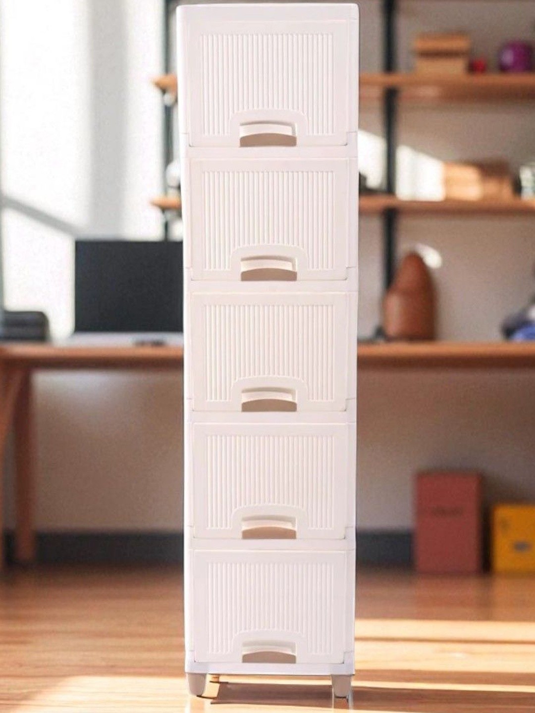 DeoDap White Multi-Purpose 5-Layer Plastic Storage Drawer Cabinet