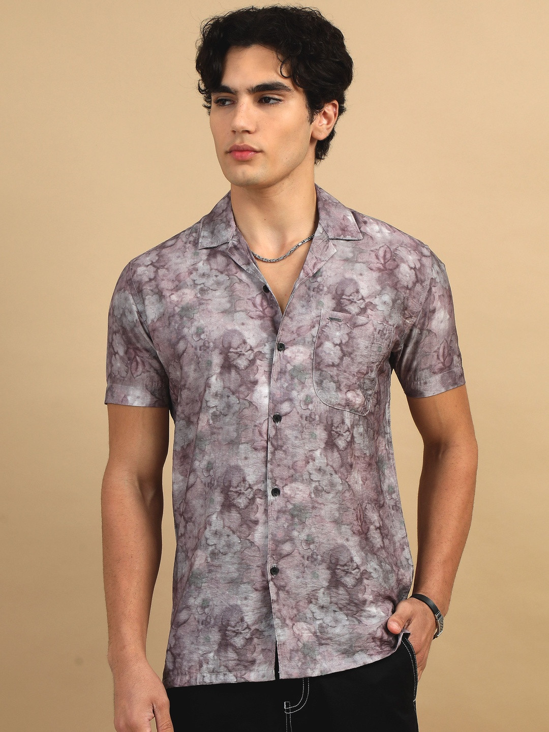 COOL COLORS Men Printed Half Open Collar Casual Shirt