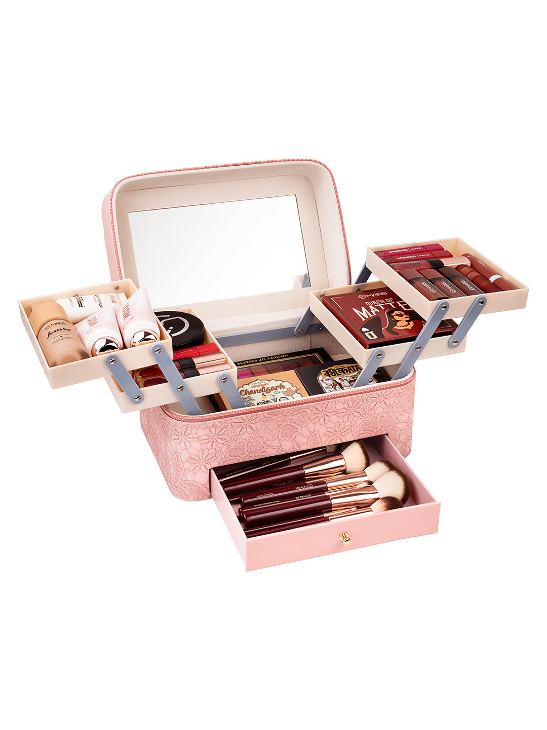 MARS Vanity Makeup Bag with Built-in Mirror - Pink