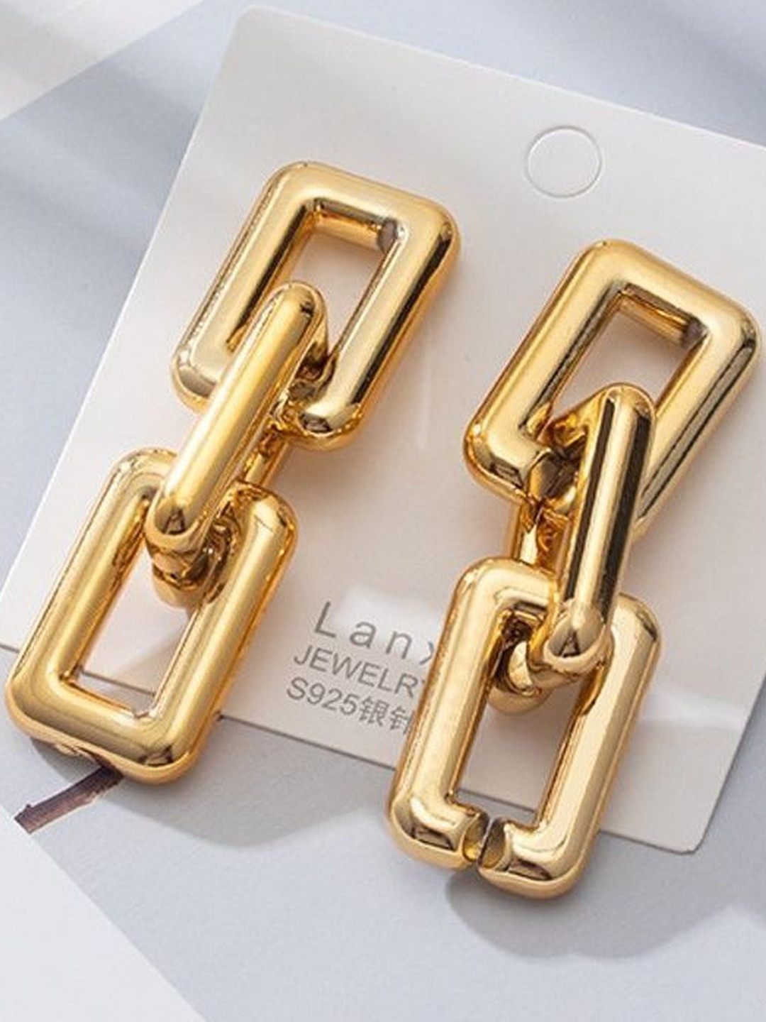 DressBerry Gold-Plated Chunky Chain Link Drop Earrings