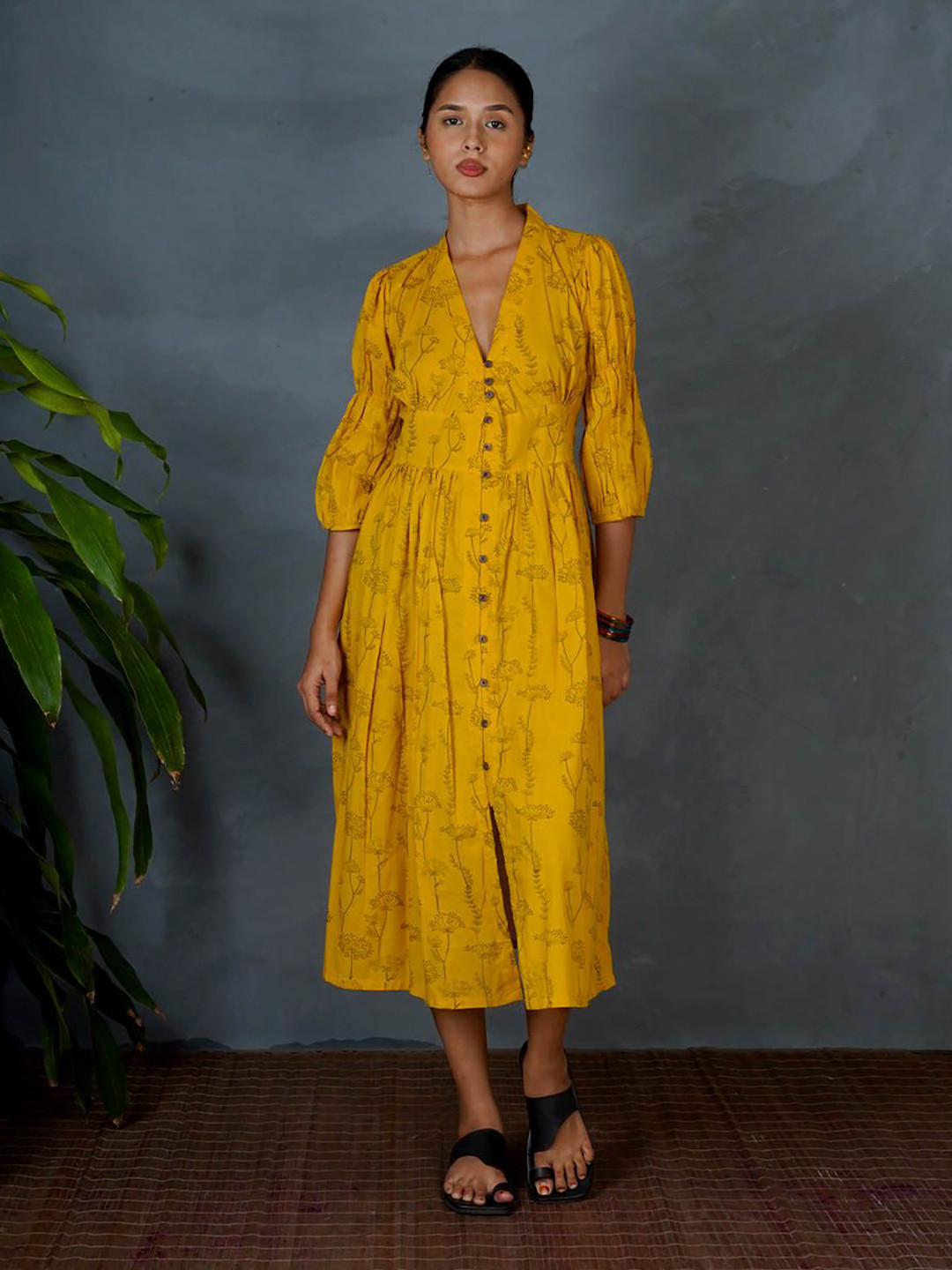 Chidiyaa MYA Ziya Hand Block Printed Midi Ethnic Dresses