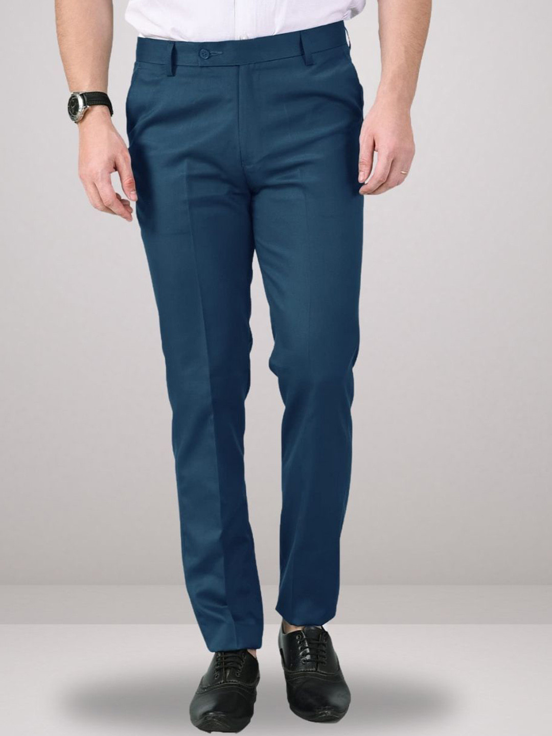 Zee Gold Men Relaxed Regular Fit Low-Rise Formal Trouser