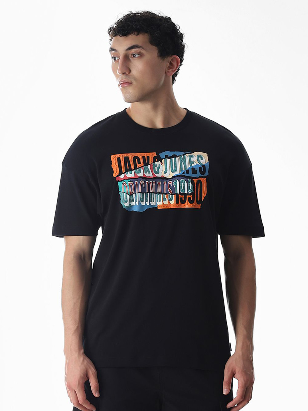 Jack & Jones Jjor Rabban Typography Printed Pure Cotton Oversized T-shirt