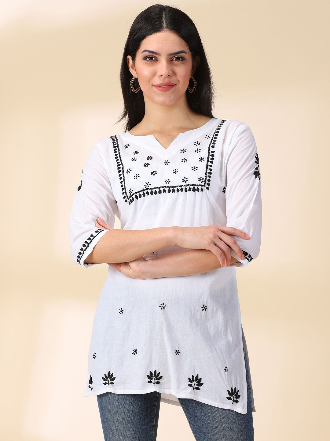 CULTUREDRAP Women Ethnic Motifs Embroidered Chikankari Indie Prints Kurta