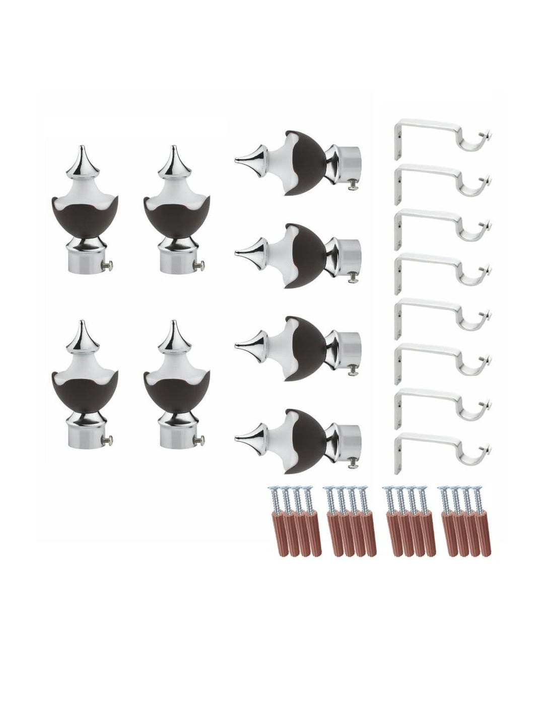 GLOXY Pair Of 4 Double Colour Stainless Steel Curtain Bracket