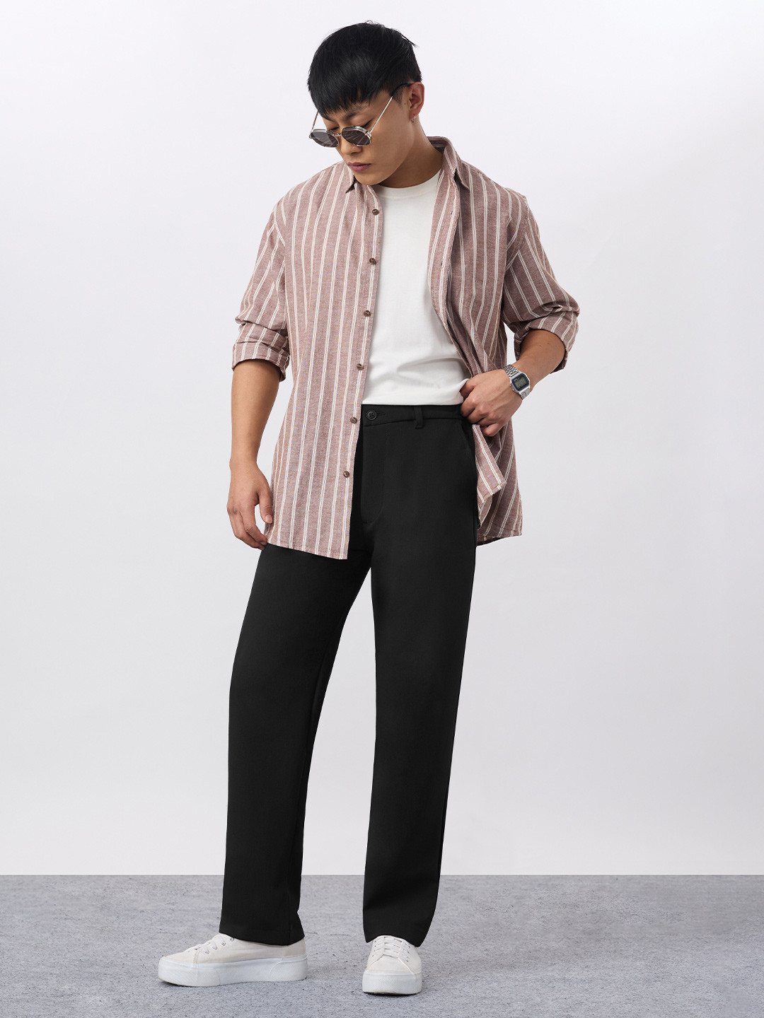 The Souled Store Onyx Men Mid-Rise Classic Super Pants Trousers