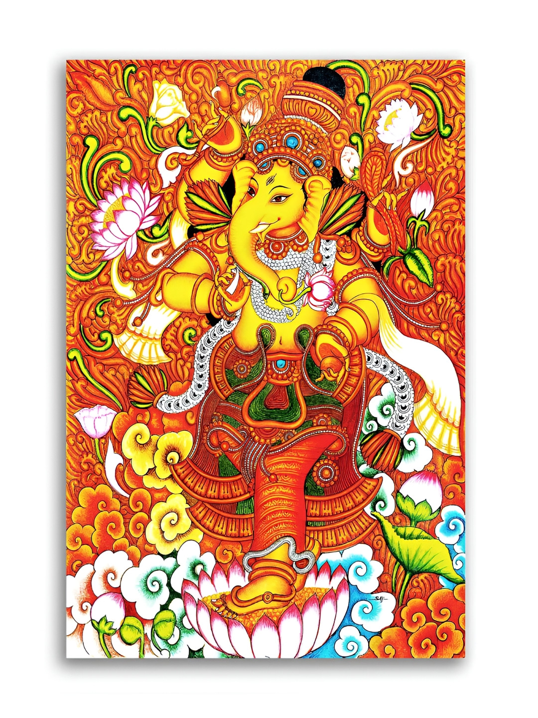 PixelAura Red & Yellow Religious Lord Ganesh Printed Wall Sticker