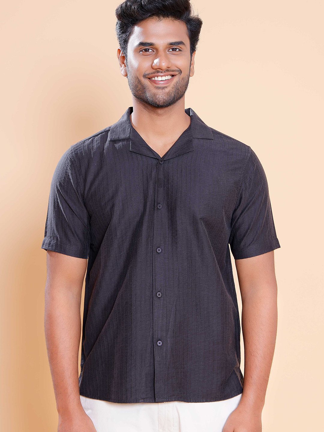 Native Bull Classic Textured Cuban Collar Shirt