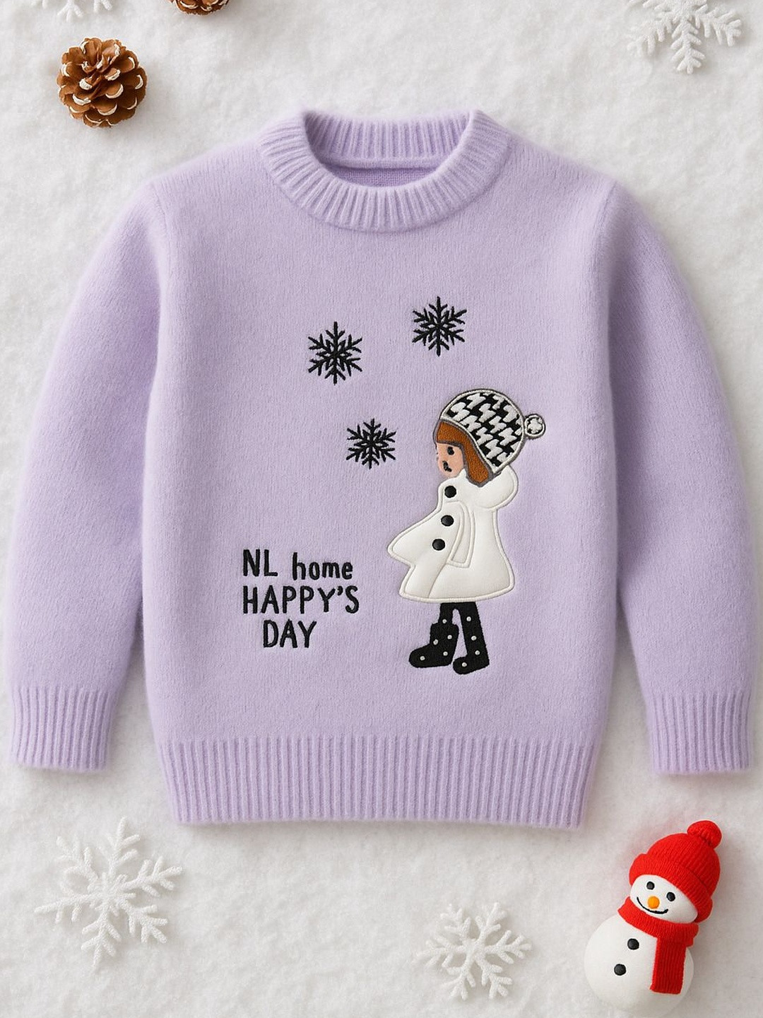 Rebiva Unisex Kids Woollen Pullover with Fuzzy Detail