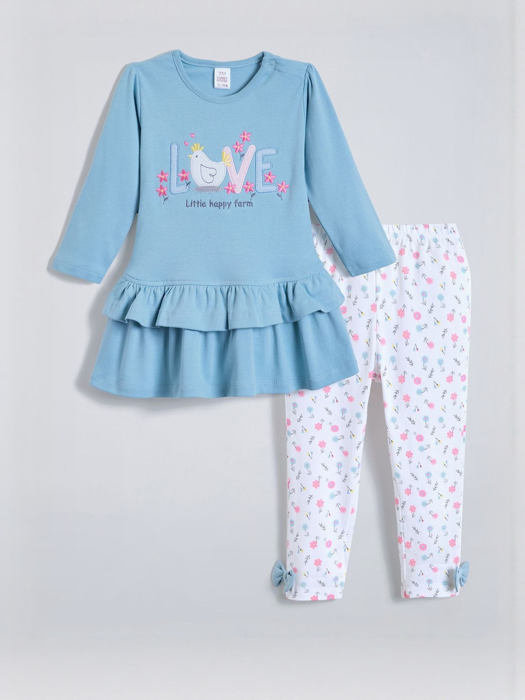 Hopscotch Girls Floral Print Fit & Flare Cotton Dress