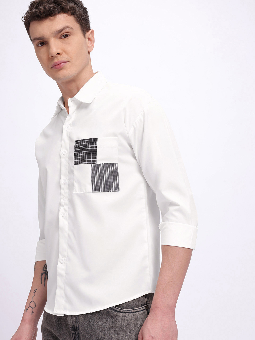 StyleCast Contrast Patch Pocket Casual Shirt