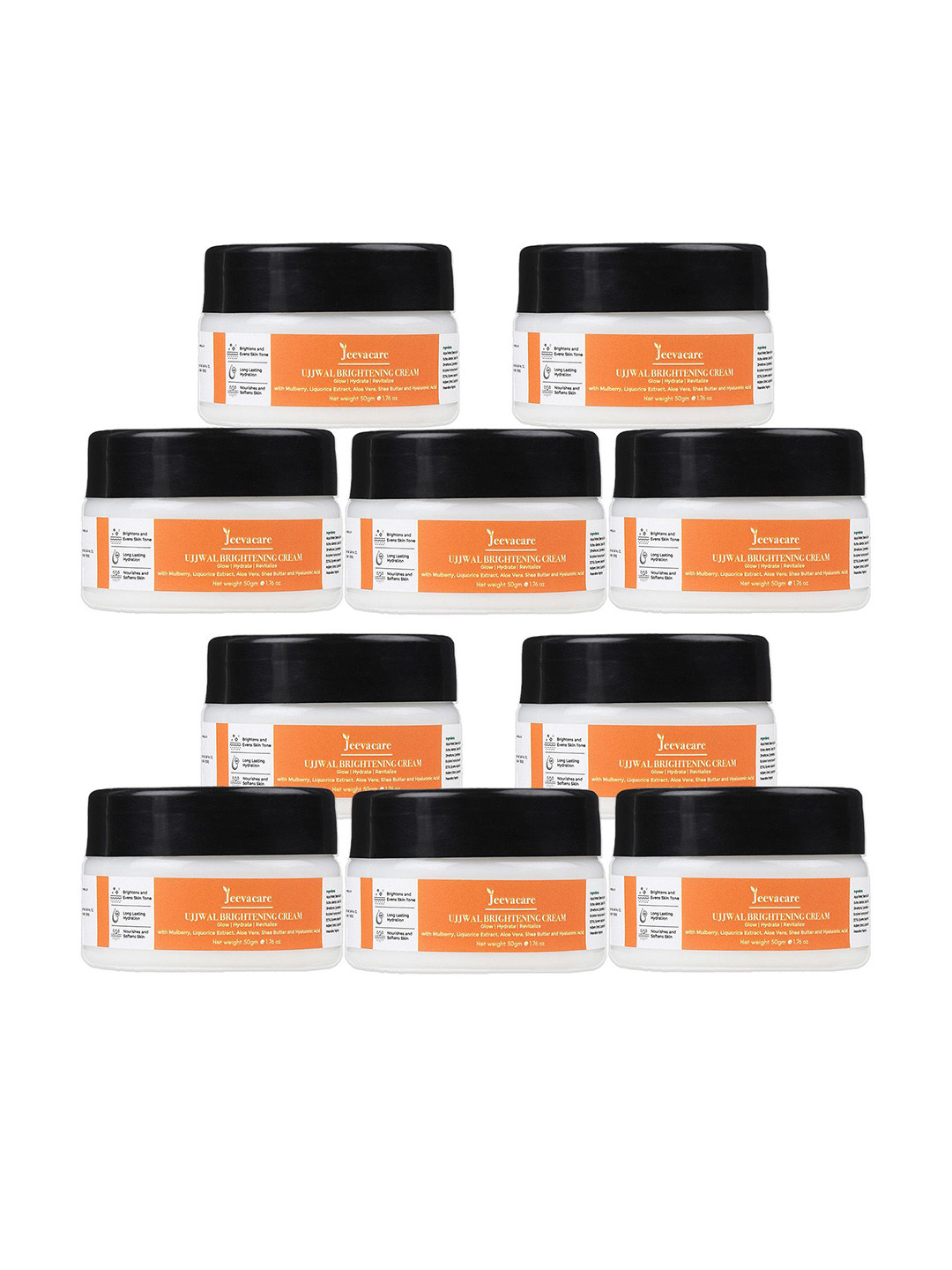 Jeevacare Set Of 10 Ujjwal Brightening Cream With Mulberry & Vitamin E- 50 g Each