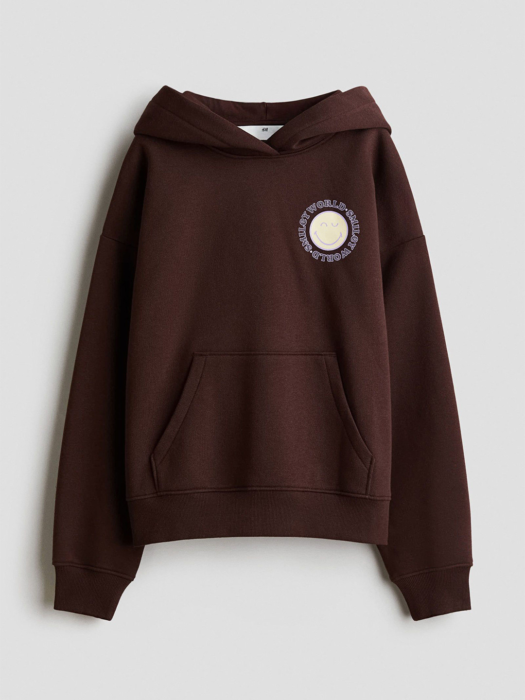 H&M Girls Brown Motif-Detail Hoodie Sweatshirt