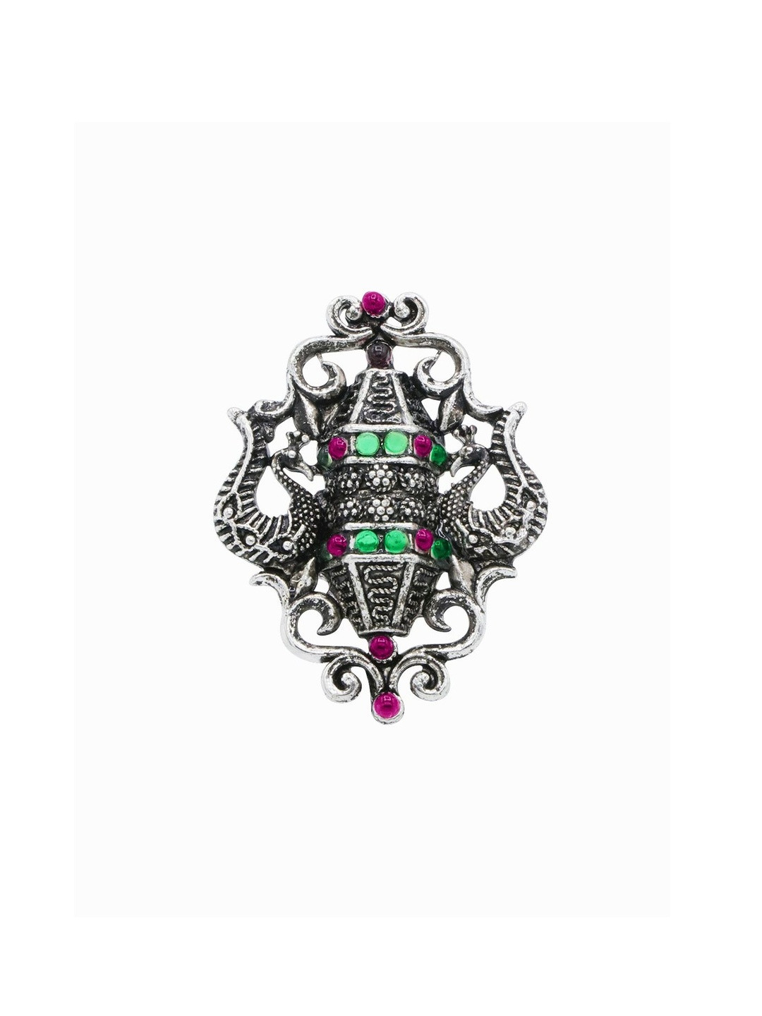 Boho Chic Oxidised Silver-Plated Adjustable Finger Ring