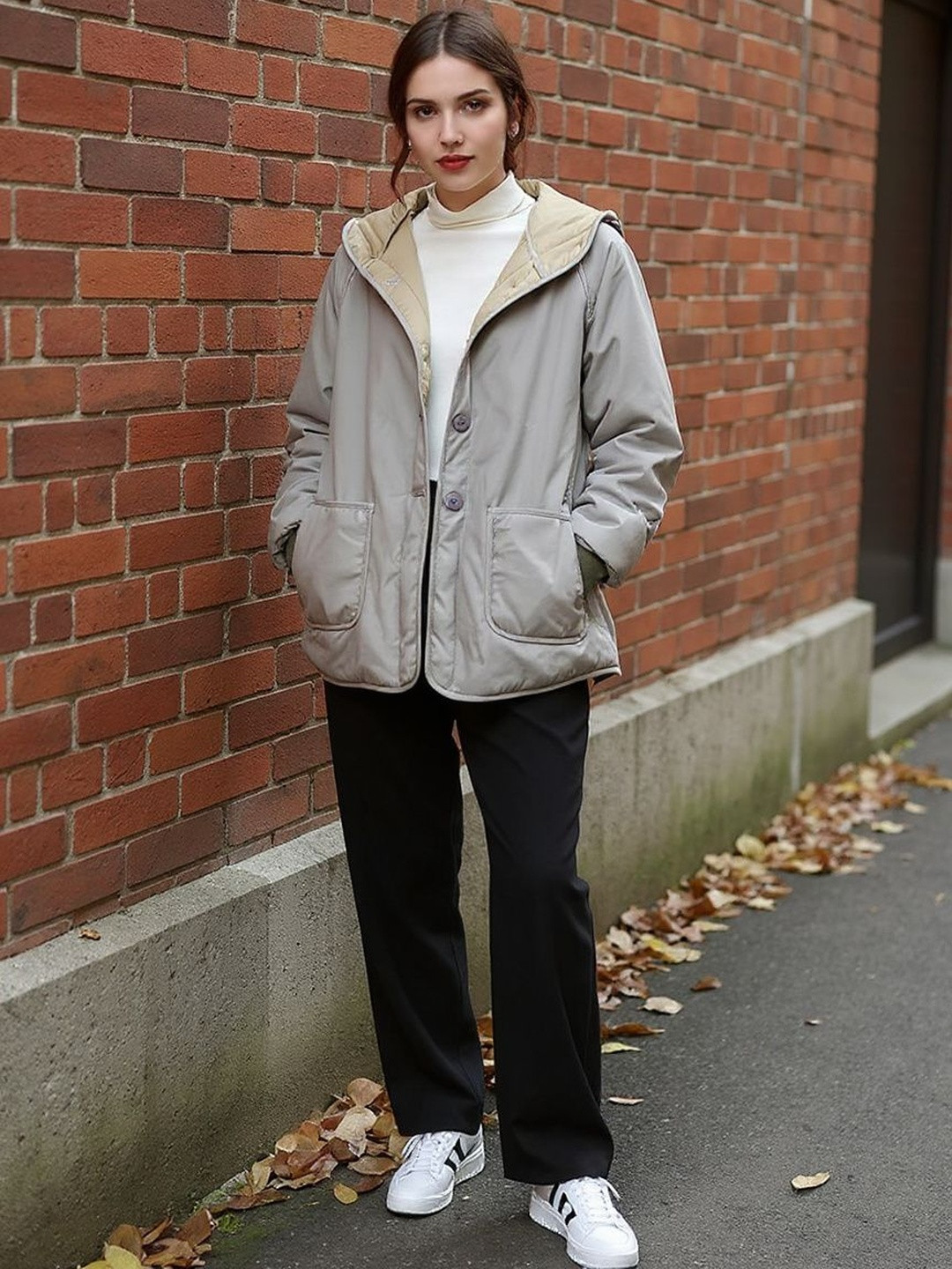 Solid Double Collar Pea Coat