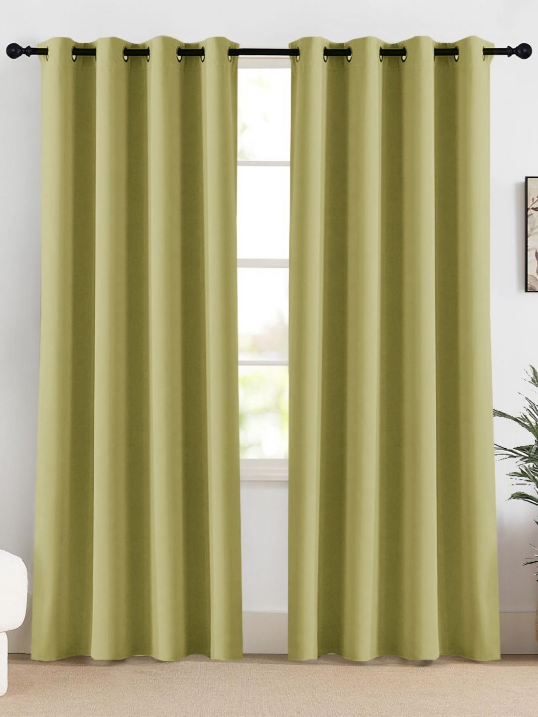 HOMEMONDE Green 2 Pcs Blackout 6 Feet Long Room Privacy & Thermal Insulation Curtains
