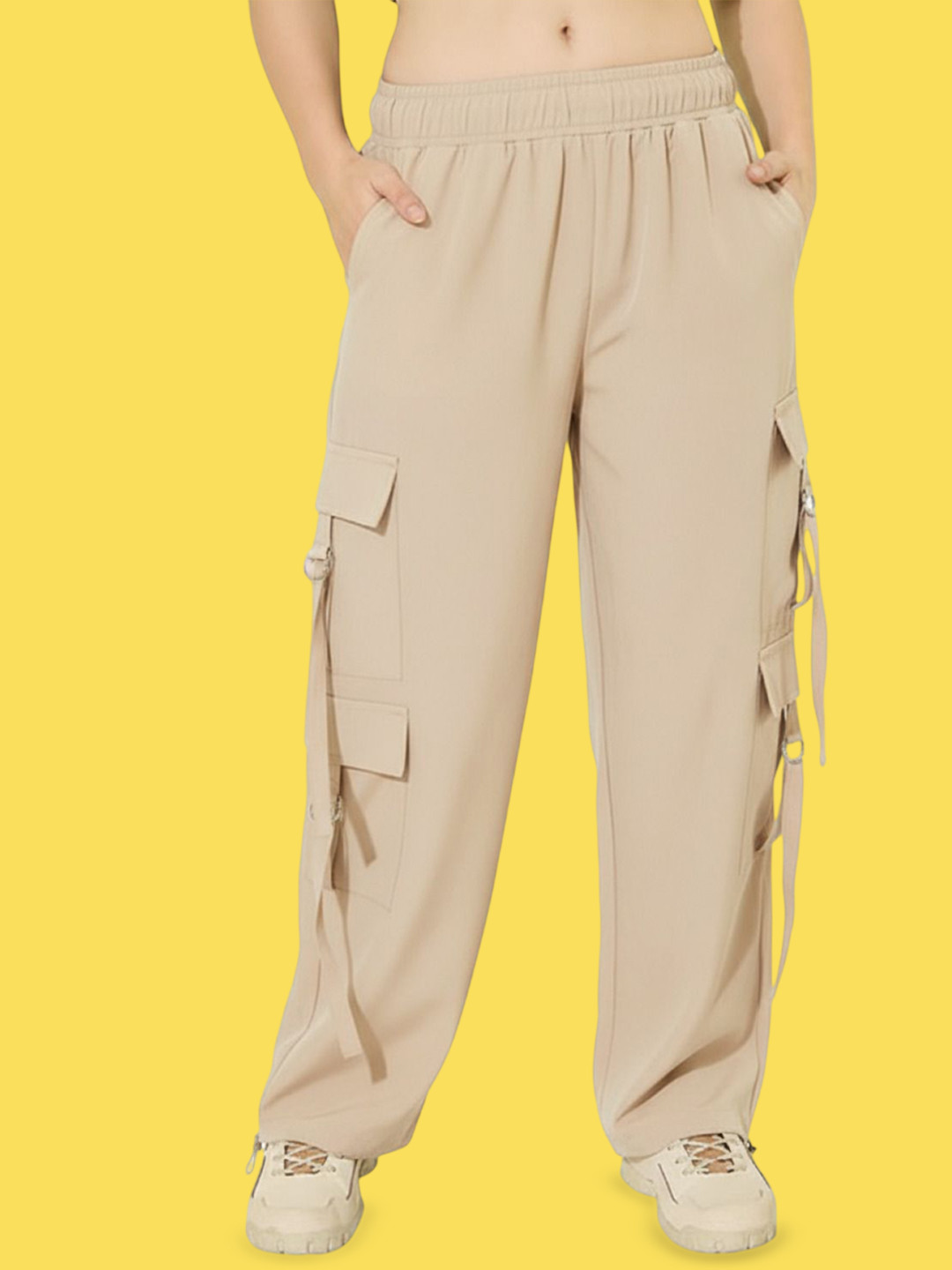 ORIEX THE ORIGINAL FASHION Women Smart Loose Fit Mid-Rise Flat-Front Cargos Trousers