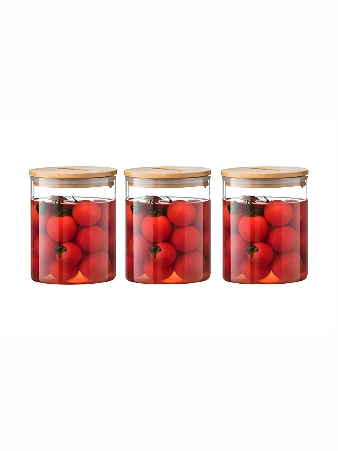 Virtuous 3Pcs Transparent Airtight Flip Top Glass Jar  270ml