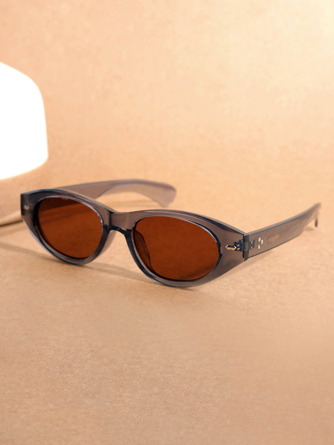 Woggles Unisex Brown Lens & Gunmetal-Toned Oval Sunglasses with UV Protected Lens-3893C3