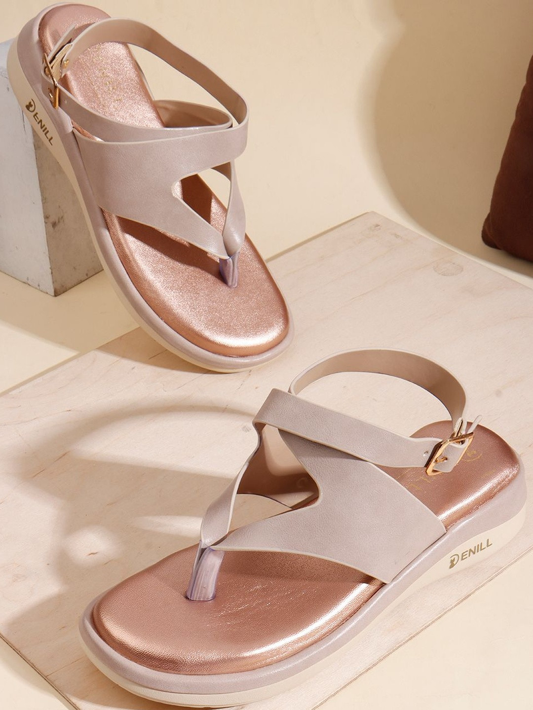 Denill Women Cream Platform Backstrap Sandals Heels