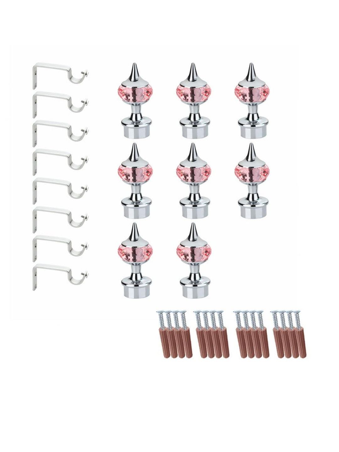 GLOXY Pack Of 8 Single Diamond Aluminum Curtain Brackets Holders