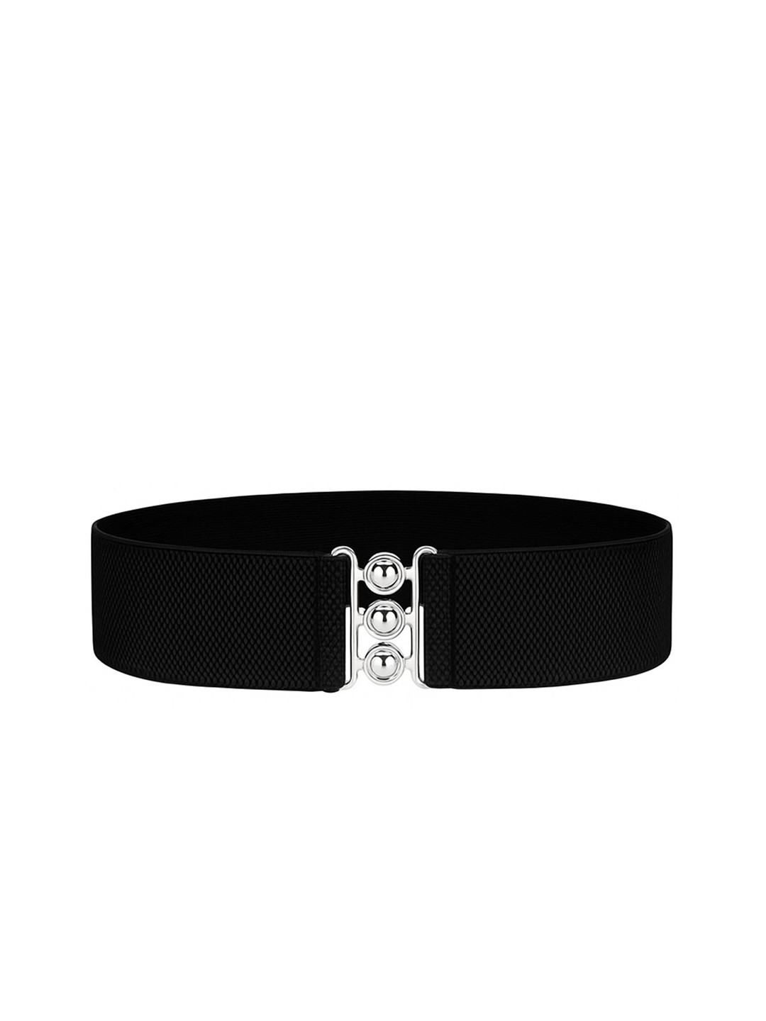 Niddleman Women Embellished Wide Elastic Waist Belt with Silver Button Closure