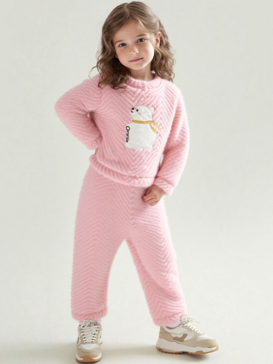 FITIN OUTFIT Girls Printed Long Sleeves Pure Wool T-shirt With Trouser