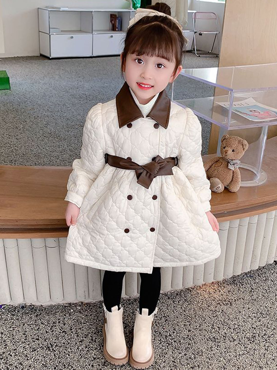 StyleCast x Revolte Girls Mock Collar Notched Lapel Overcoat