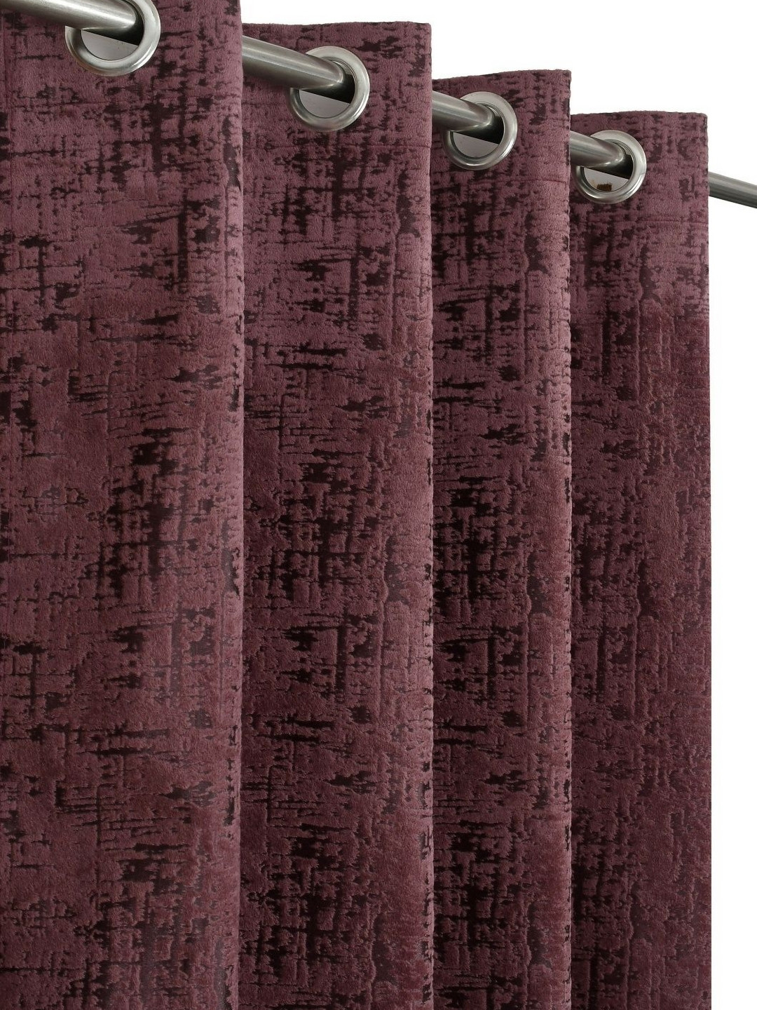 Kiara Creations Maroon Coloured 2 Pcs Self Design Printed Room Darkening Window Curtains