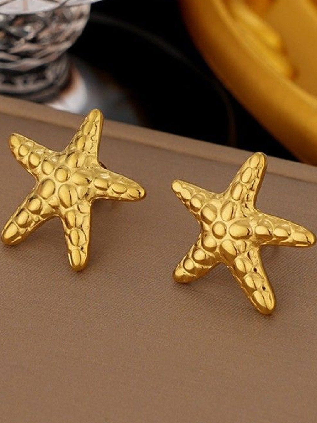 AKISON JEWELS Women Gold-Plated Korean Earrings Star Anti Tarnish Studs