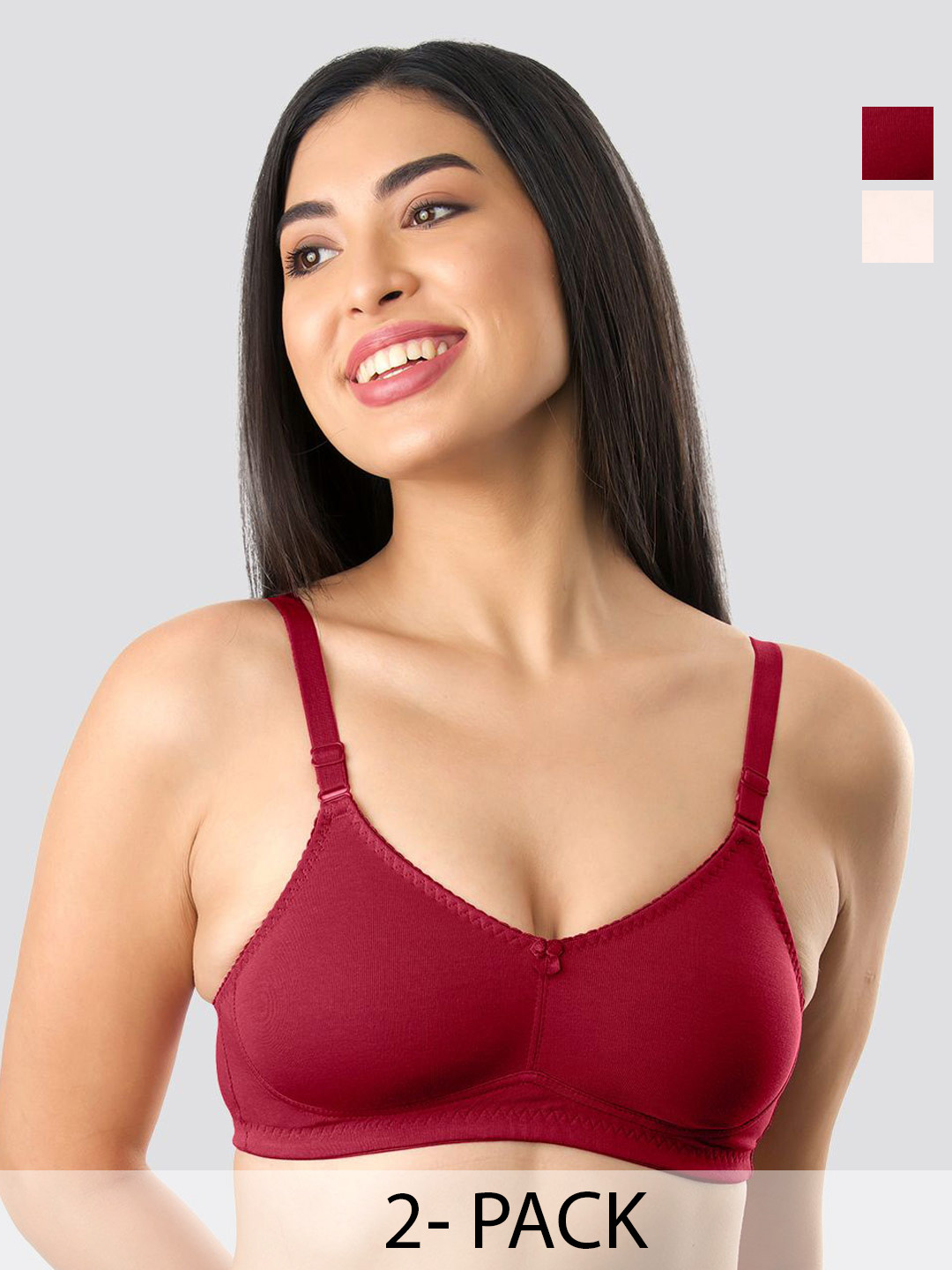 Kalyani Emma Pack of 2 Double Layered Seamless Cups Full Coverage Cotton Everyday Bras