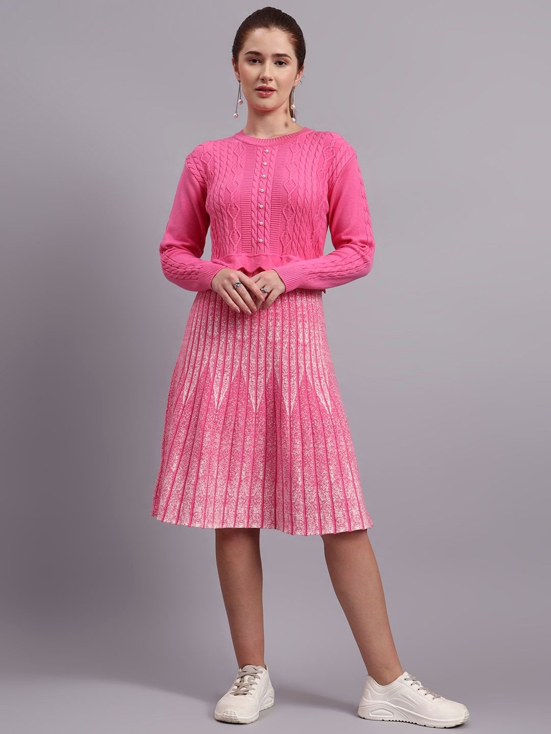 MODKLINE WITH MK Cable Knit Woollen Jumper Dress